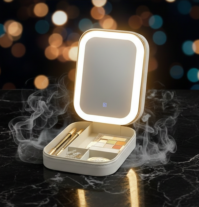 Compact Makeup Vanity with LED Mirror
