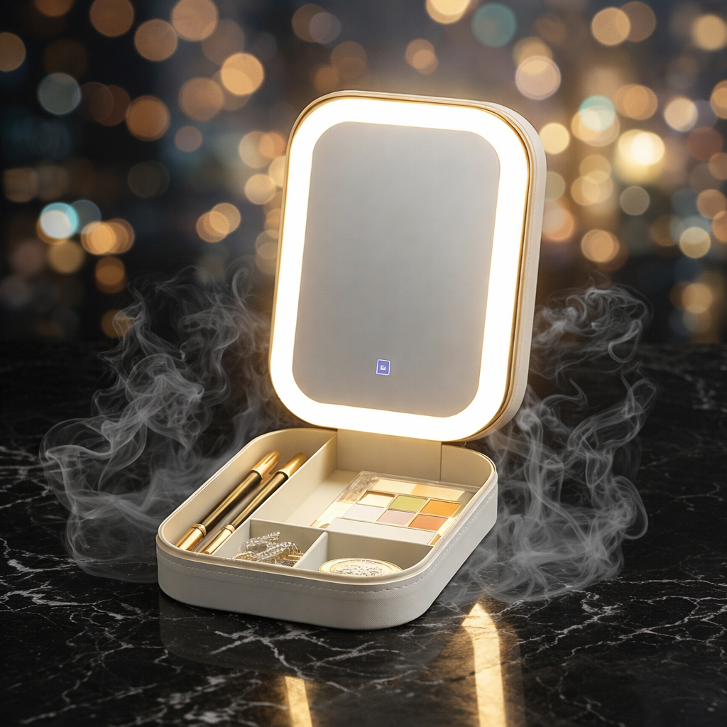 Compact Makeup Vanity with LED Mirror
