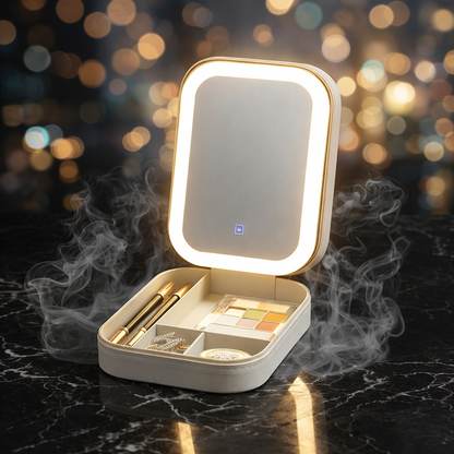 Compact Makeup Vanity with LED Mirror