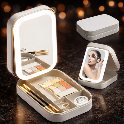 Compact Makeup Vanity with LED Mirror