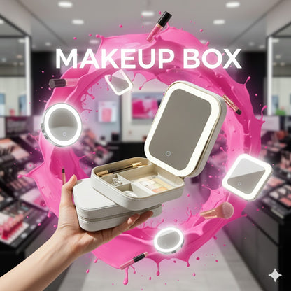 Compact Makeup Vanity with LED Mirror